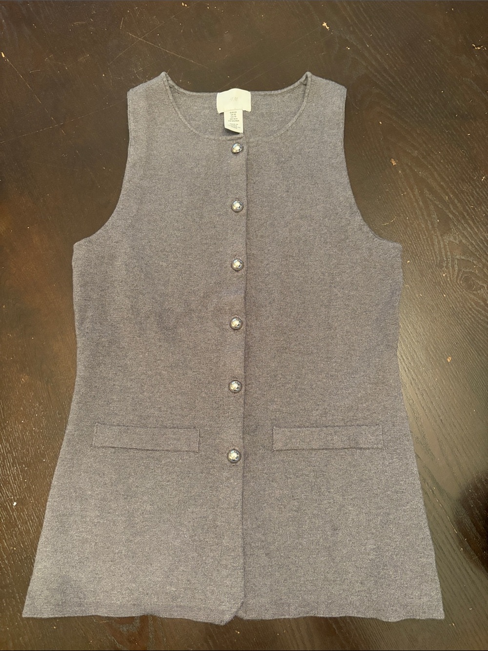 H&M Gray Sleeveless Button-Front Knit Tunic